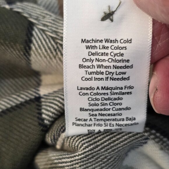 Frye Men's Jacquard Flannel Shirt Button Down Plaid Multicolor Dusky Green Large - Picture 10 of 15